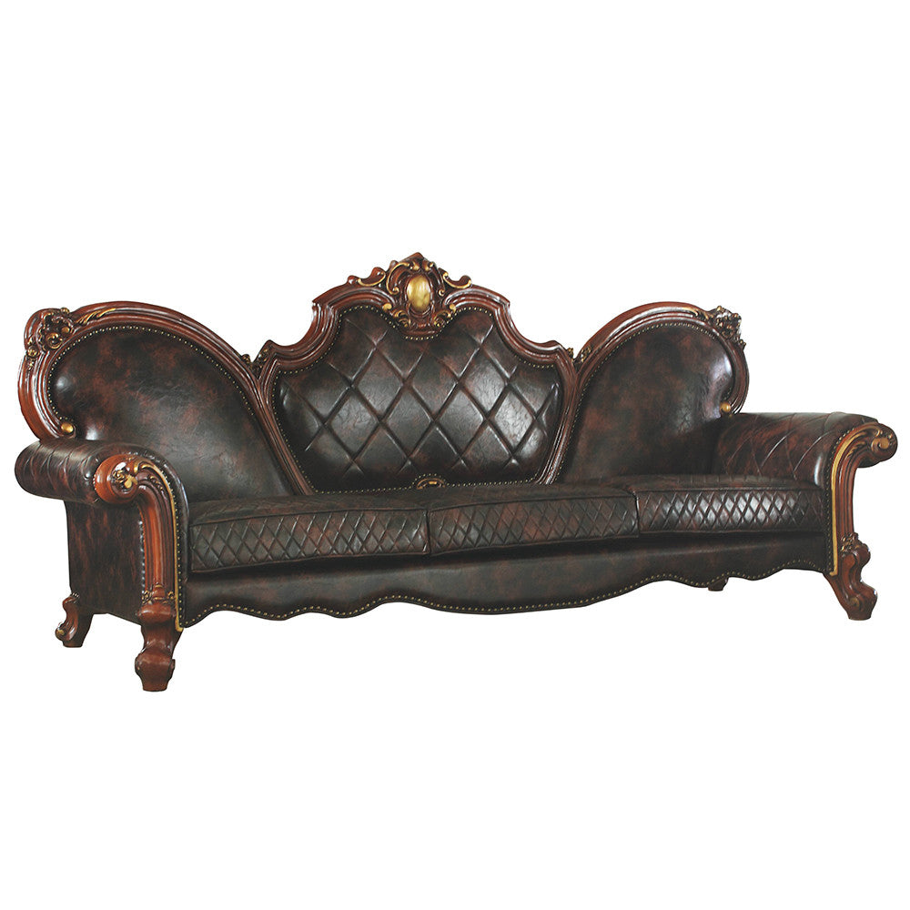 ACME 58220 Picardy Oversized Sofa with 5 Pillows, Vintage Cherry Oak & PU