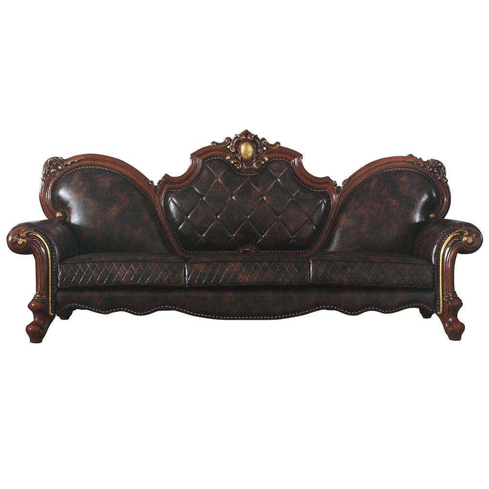 ACME 58220 Picardy Oversized Sofa with 5 Pillows, Vintage Cherry Oak & PU