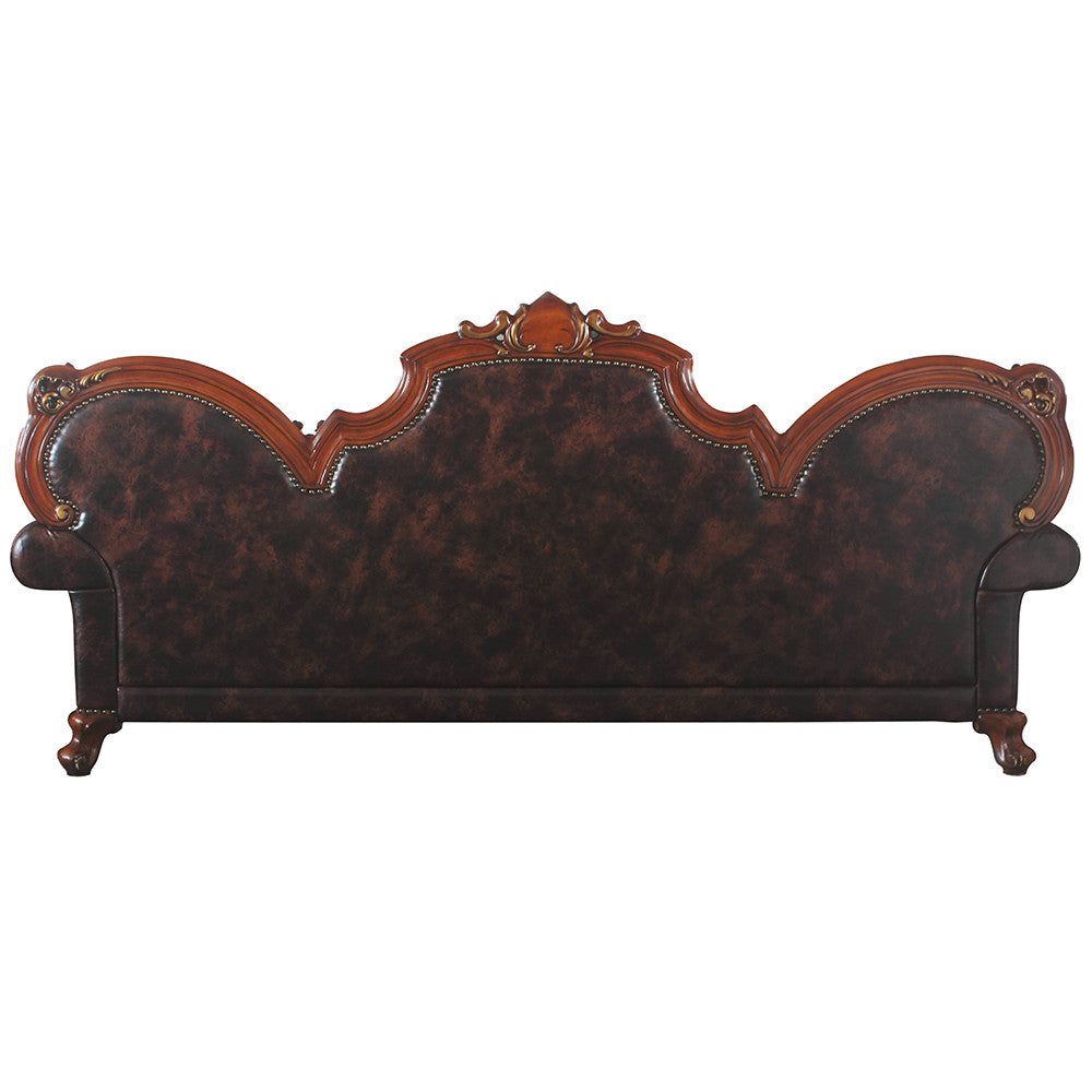 ACME 58220 Picardy Oversized Sofa with 5 Pillows, Vintage Cherry Oak & PU