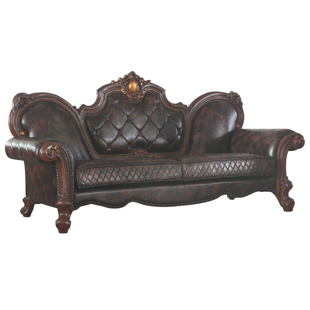 ACME 58221 Picardy Sofa with 3 Pillows, Vintage Cherry Oak & PU