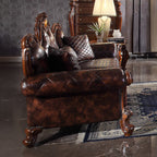 ACME 58221 Picardy Sofa with 3 Pillows, Vintage Cherry Oak & PU