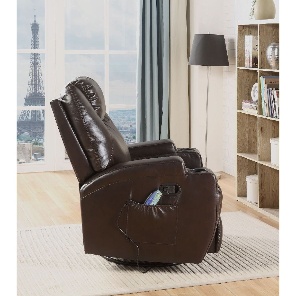 ACME 59278 Waterlily Rocker Recliner with Swivel (Motion), Brown PU  3