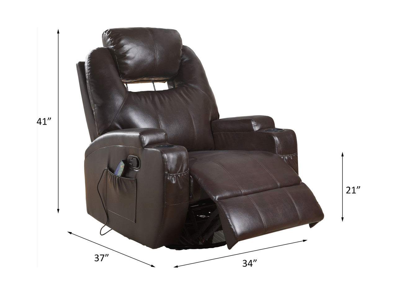ACME 59278 Waterlily Rocker Recliner with Swivel (Motion), Brown PU  5