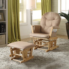 ACME 59332 Rehan 2 Piece Pack Glider Chair & Ottoman, Taupe Microfiber & Natural Oak