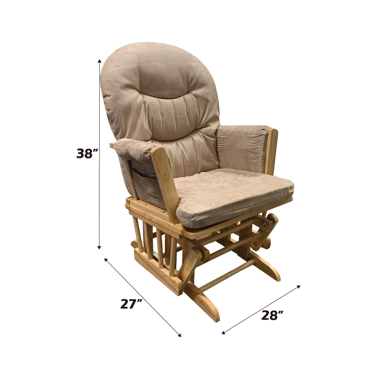 ACME 59332 Rehan 2 Piece Pack Glider Chair & Ottoman, Taupe Microfiber & Natural Oak