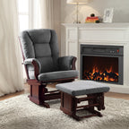 ACME 59338 Aeron 2 Piece Pack Glider Chair & Ottoman, Gray Microfiber & Cherry