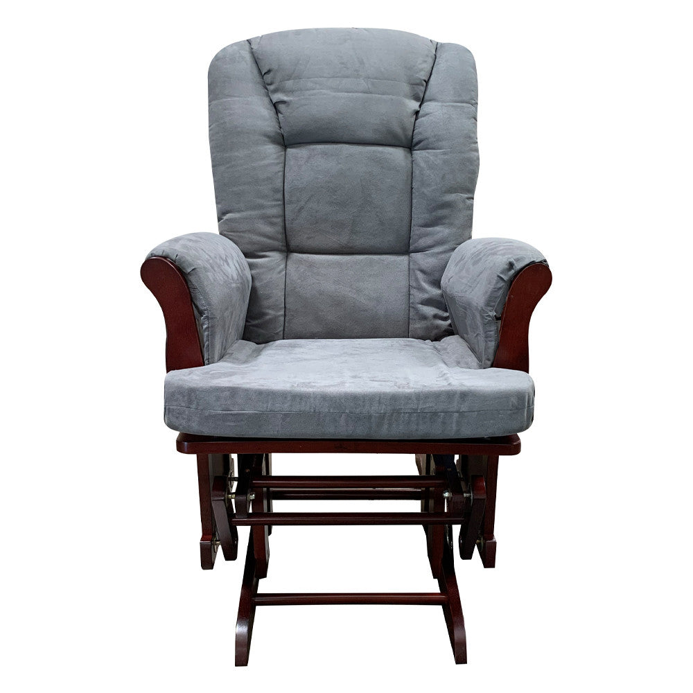 ACME 59338 Aeron 2 Piece Pack Glider Chair & Ottoman, Gray Microfiber & Cherry
