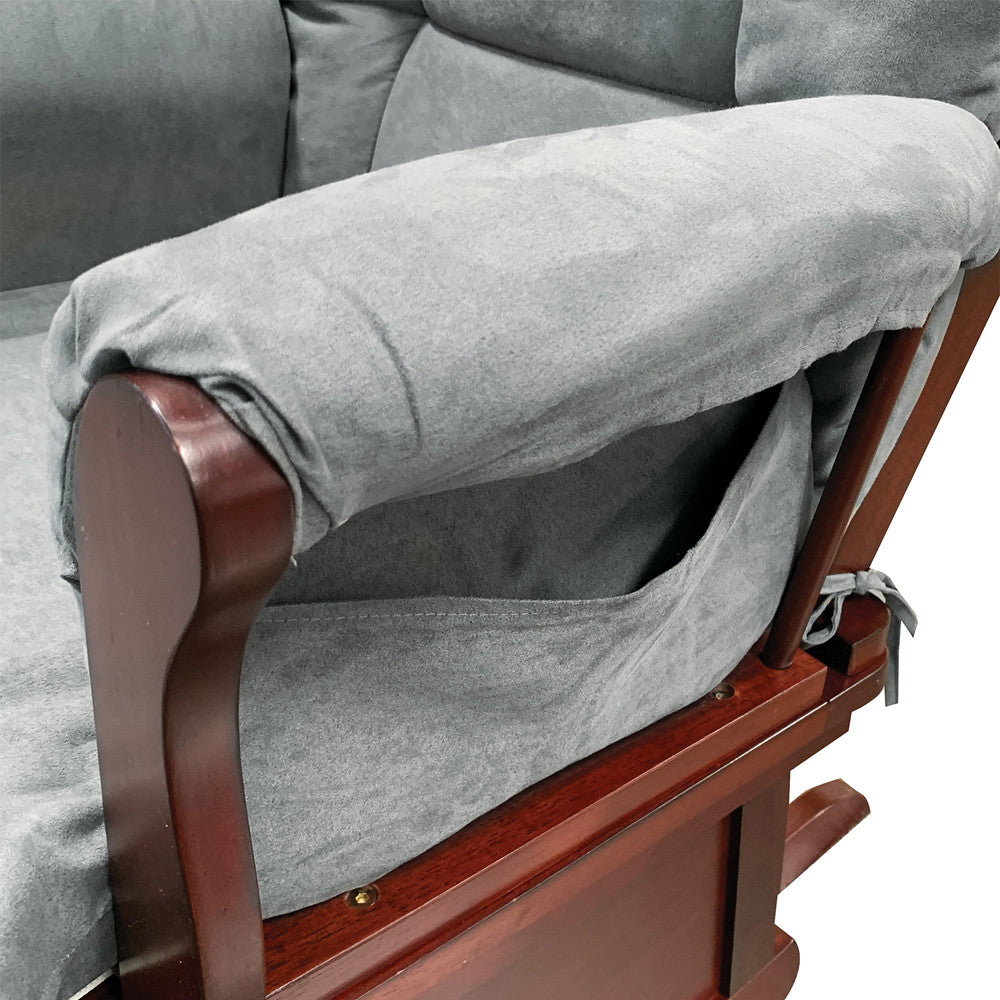 ACME 59338 Aeron 2 Piece Pack Glider Chair & Ottoman, Gray Microfiber & Cherry