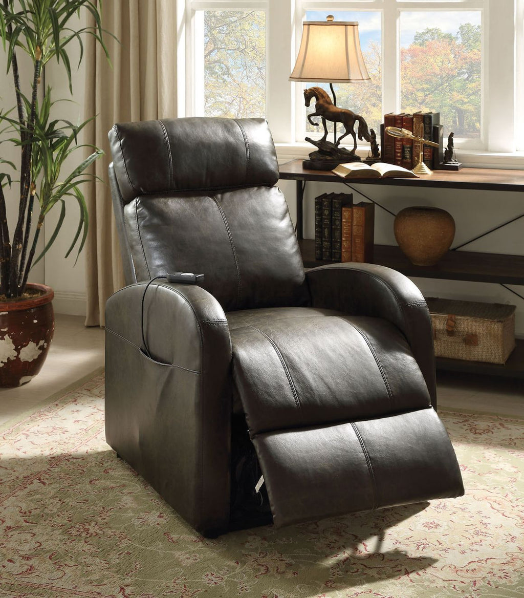 ACME 59405 Ricardo Recliner with Power Lift, Dark Gray PU