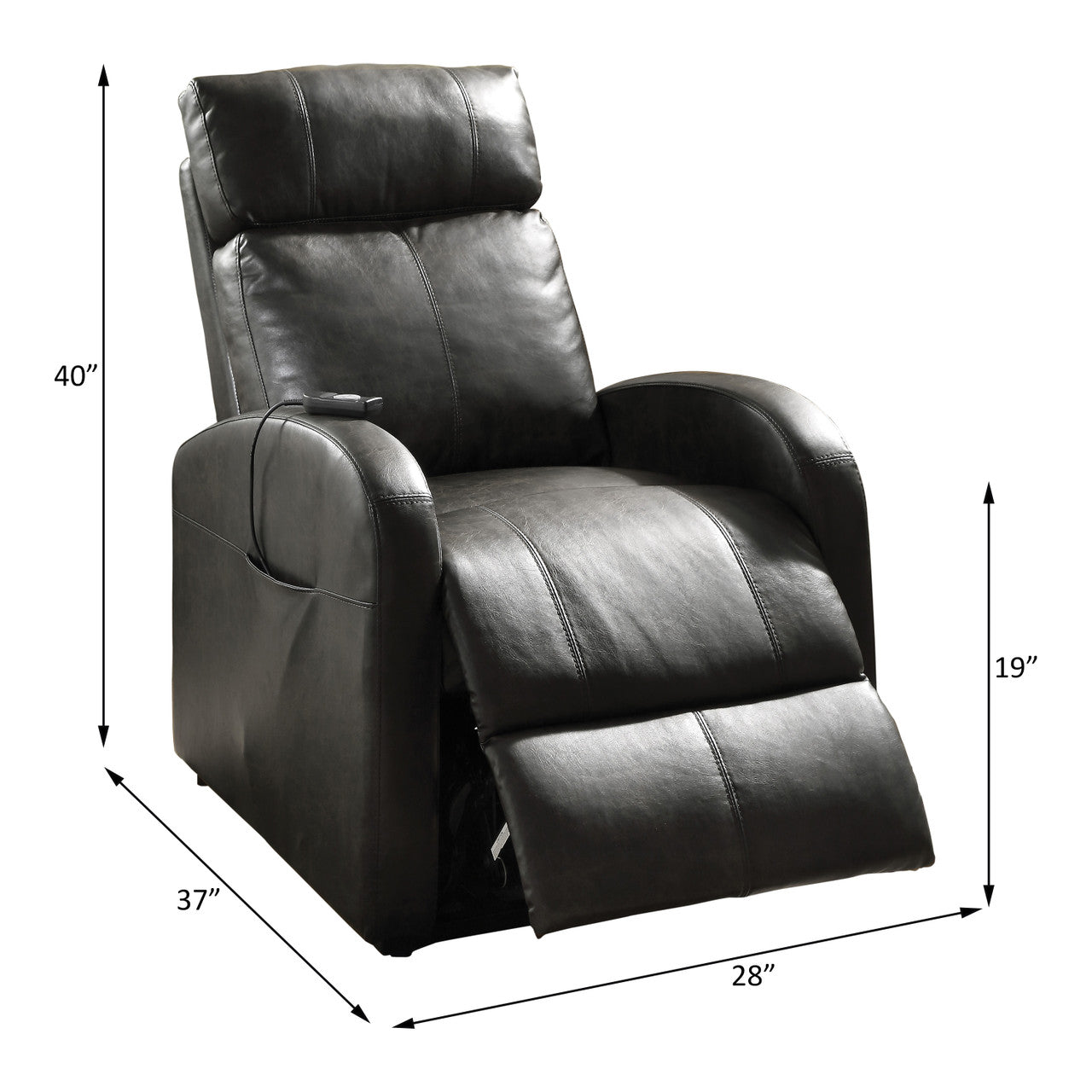 ACME 59405 Ricardo Recliner with Power Lift, Dark Gray PU
