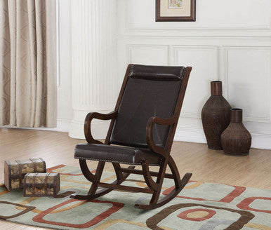 ACME 59535 Triton Rocking Chair, Espresso PU & Walnut