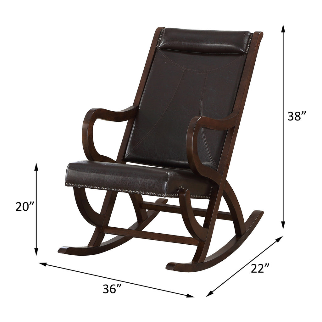 ACME 59535 Triton Rocking Chair, Espresso PU & Walnut  1