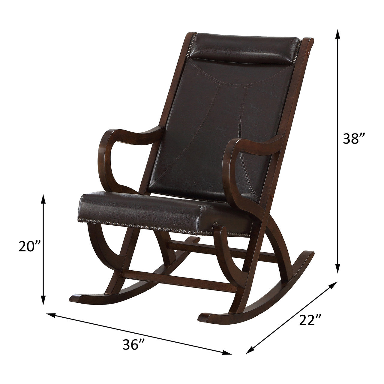 ACME 59535 Triton Rocking Chair, Espresso PU & Walnut  1