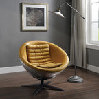 ACME 59664 Brancaster Accent Chair, Turmeric Top Grain Leather & Aluminum