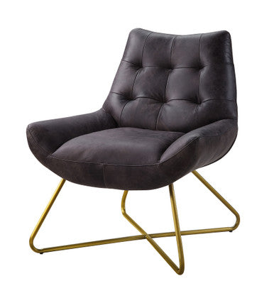 ACME 59666 Dhalsim Accent Chair, Antique Ebony Top Grain Leather