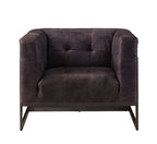 ACME 59667 Sagat Accent Chair, Antique Ebony Top Grain Leather & Rustic Oak