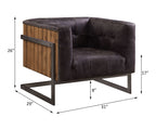 ACME 59667 Sagat Accent Chair, Antique Ebony Top Grain Leather & Rustic Oak