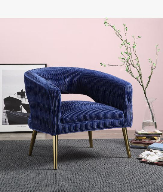 ACME 59675 Aistil Accent Chair, Blue Velvet & Gold Finish