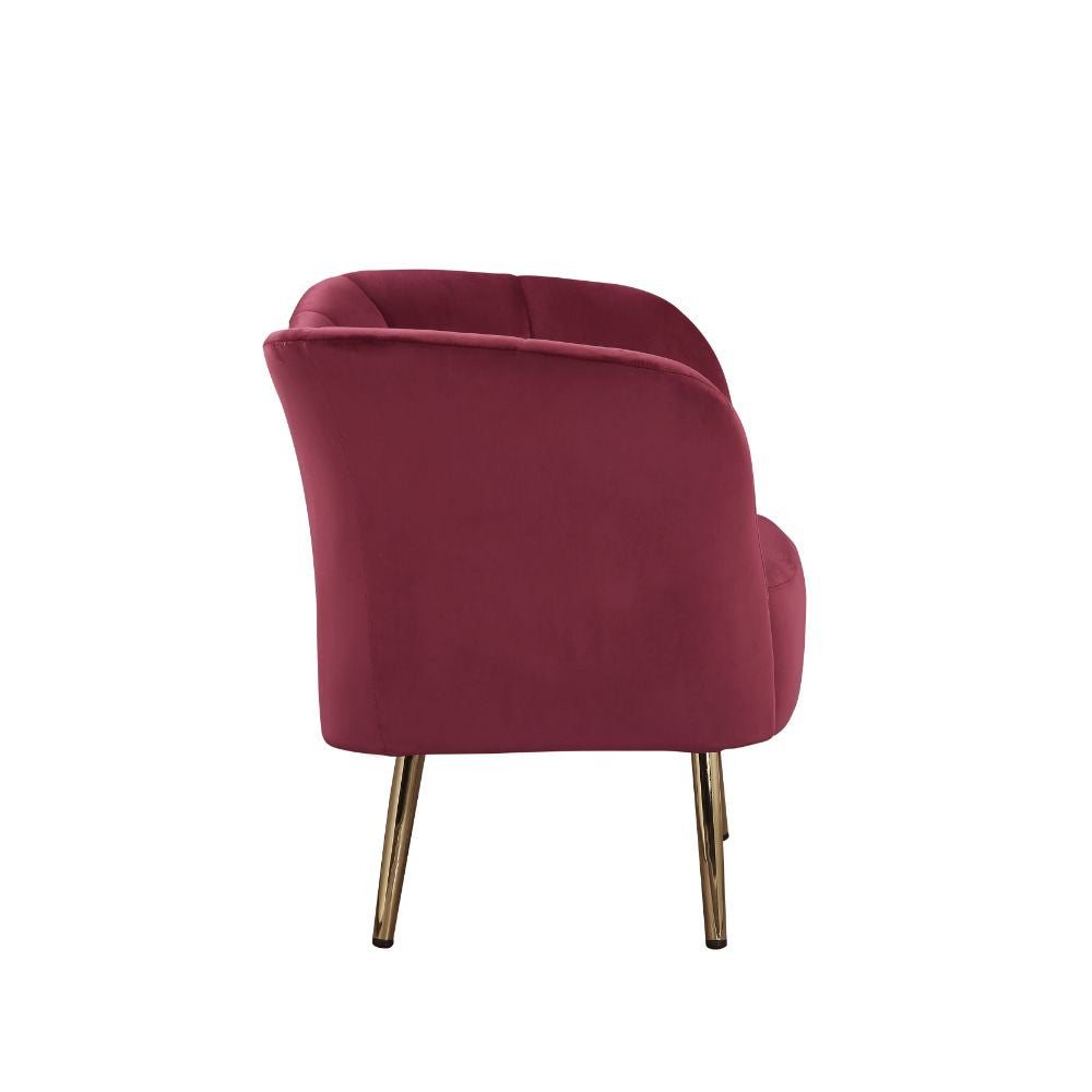 ACME 59795 Reese Accent Chair, Burgundy Velvet & Gold
