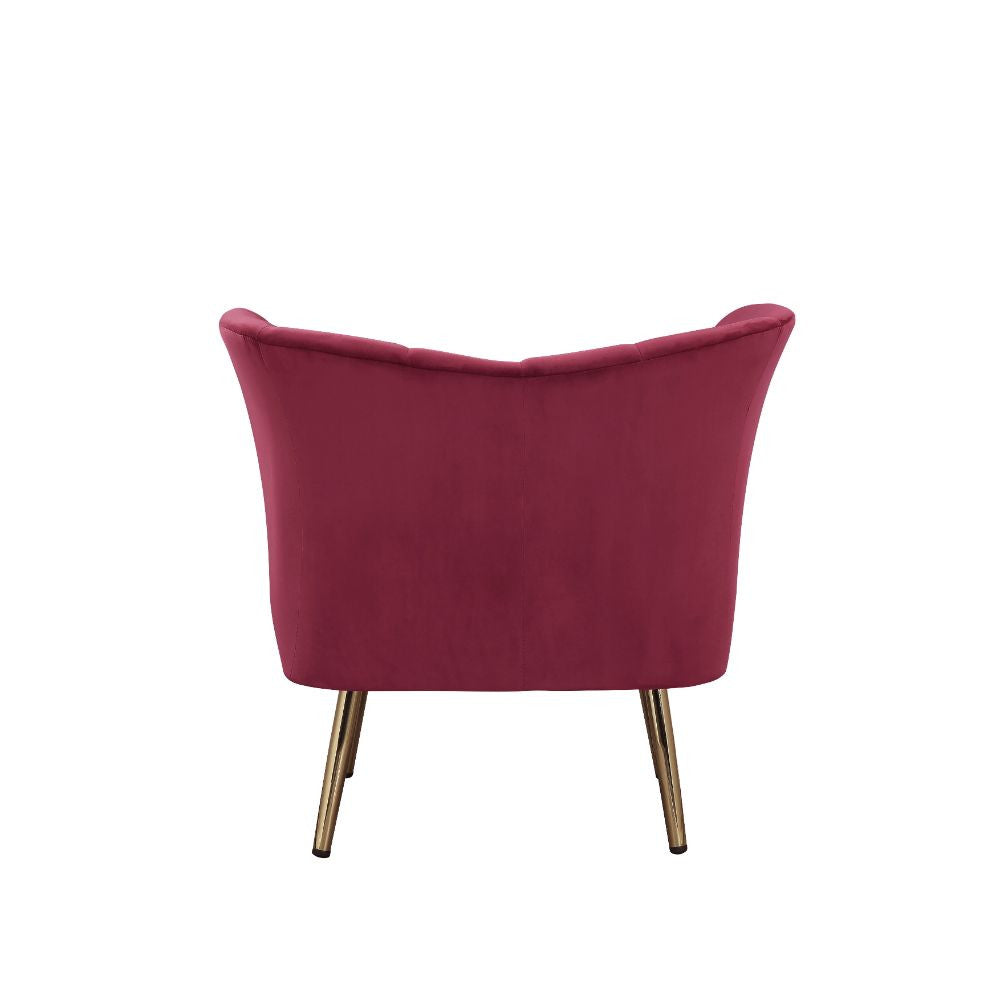ACME 59795 Reese Accent Chair, Burgundy Velvet & Gold
