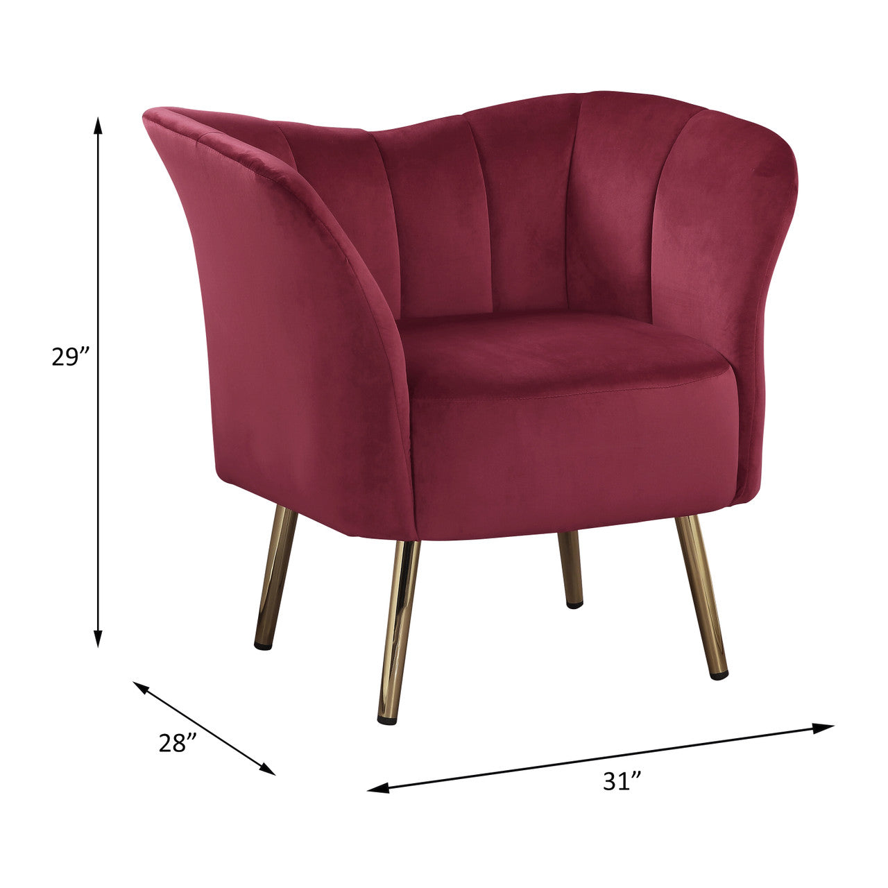 ACME 59795 Reese Accent Chair, Burgundy Velvet & Gold