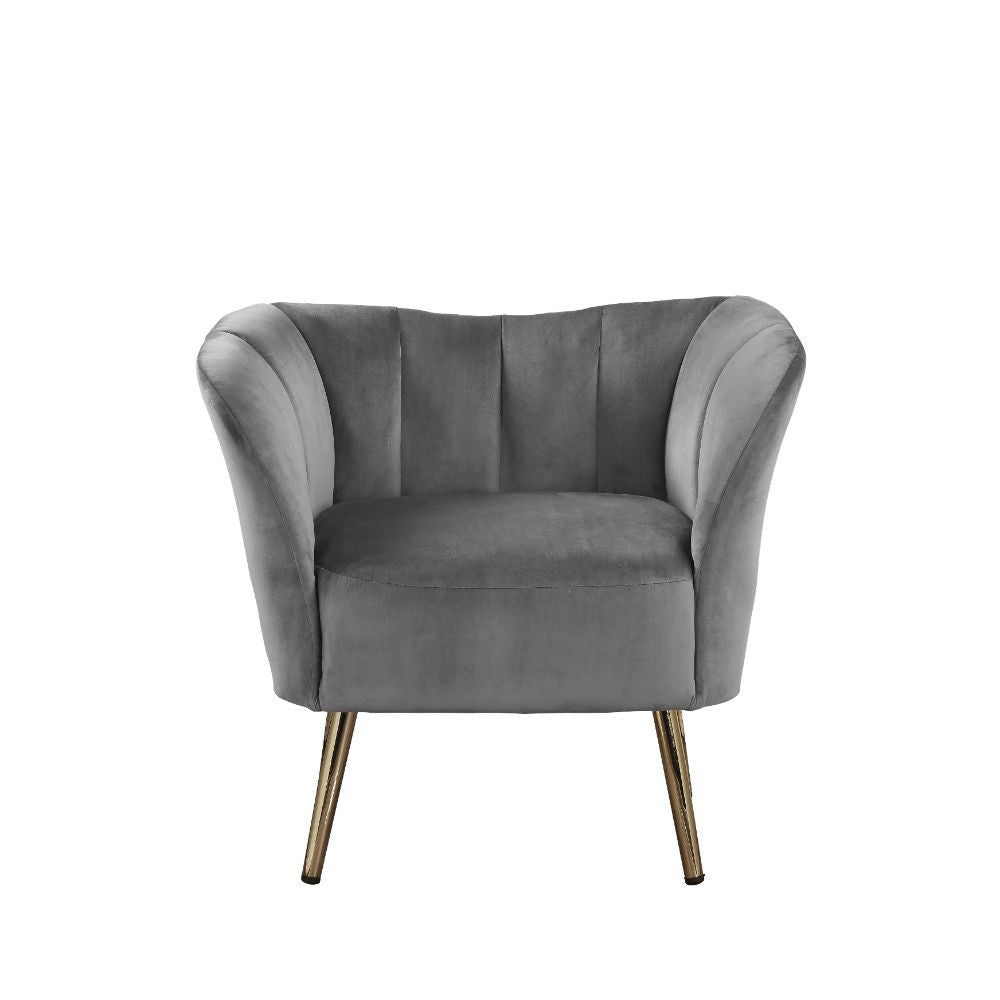 ACME 59797 Reese Accent Chair, Gray Velvet & Gold
