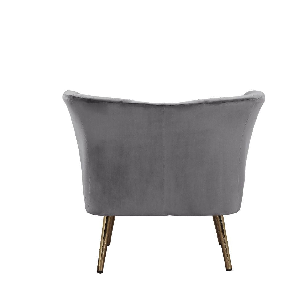 ACME 59797 Reese Accent Chair, Gray Velvet & Gold