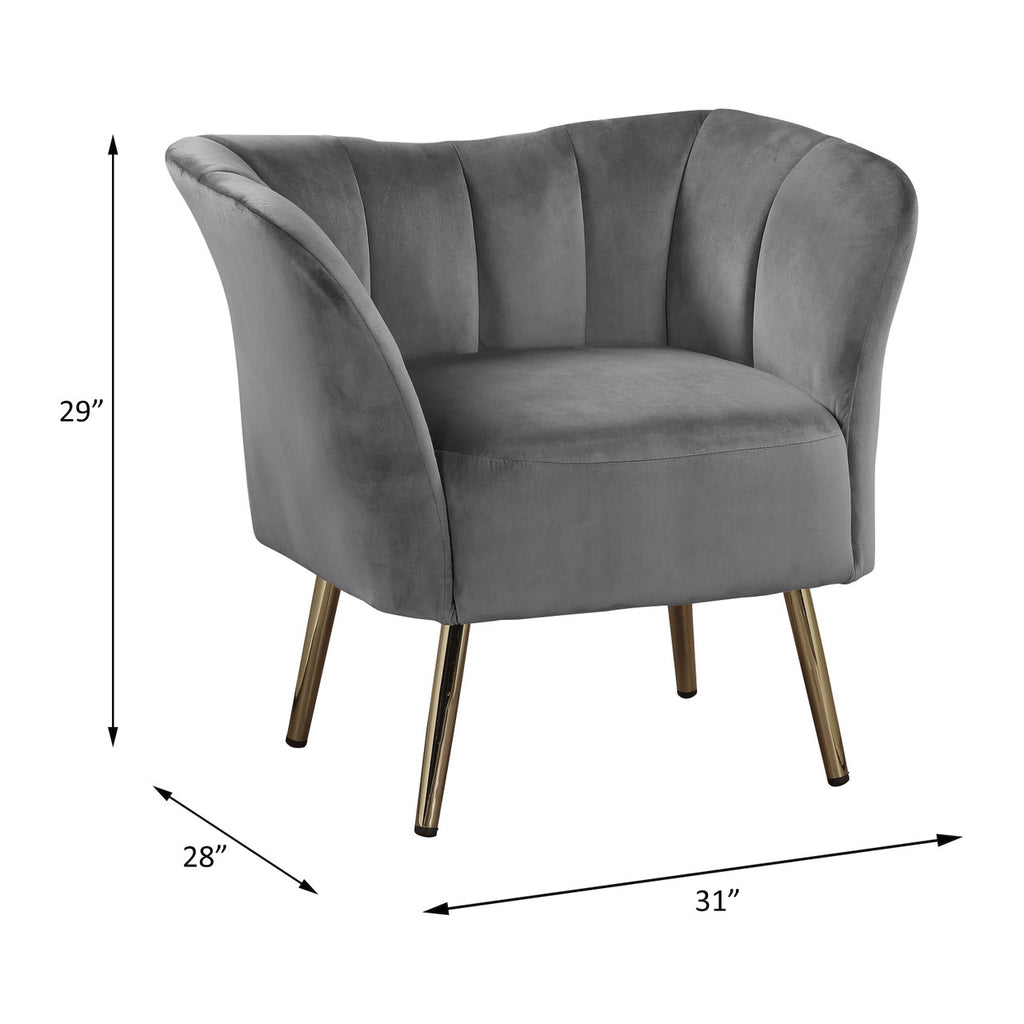 ACME 59797 Reese Accent Chair, Gray Velvet & Gold