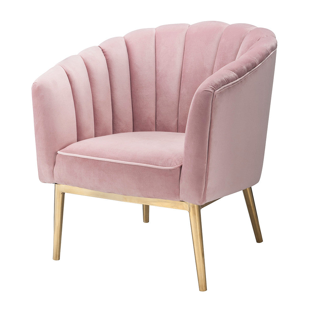ACME 59814 Colla Accent Chair, Blush Pink Velvet & Gold