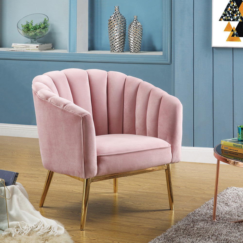 ACME 59814 Colla Accent Chair, Blush Pink Velvet & Gold