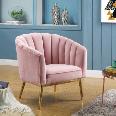 ACME 59814 Colla Accent Chair, Blush Pink Velvet & Gold