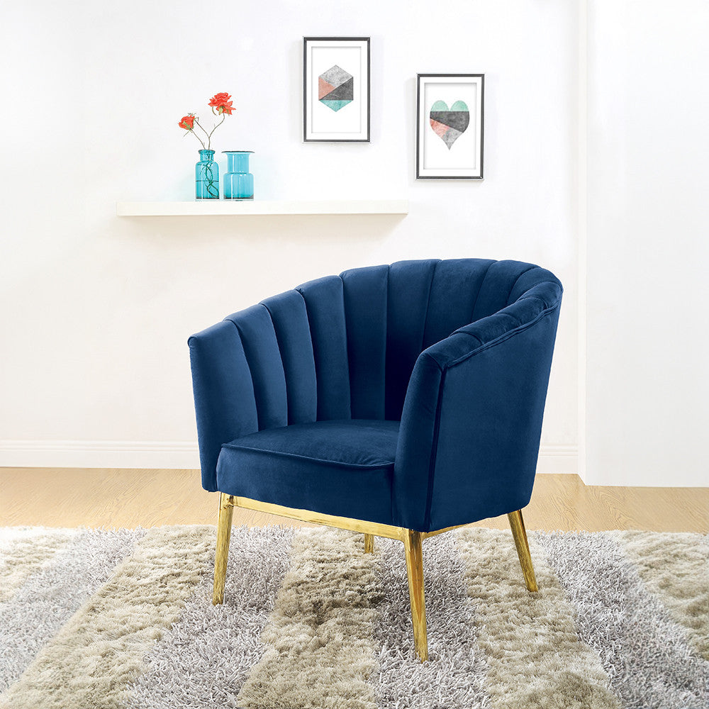 ACME 59815 Colla Accent Chair, Midnight Blue Velvet & Gold