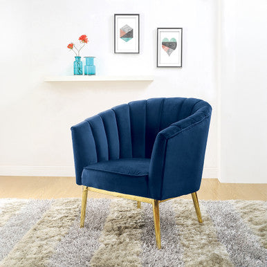 ACME 59815 Colla Accent Chair, Midnight Blue Velvet & Gold