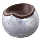 ACME 59836 Brancaster Ottoman, Retro Brown Top Grain Leather & Aluminum