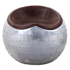 ACME 59836 Brancaster Ottoman, Retro Brown Top Grain Leather & Aluminum