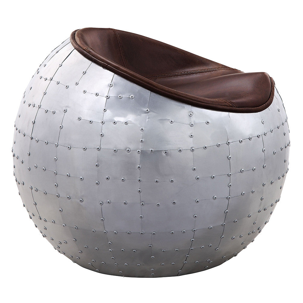 ACME 59836 Brancaster Ottoman, Retro Brown Top Grain Leather & Aluminum