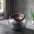 ACME 59836 Brancaster Ottoman, Retro Brown Top Grain Leather & Aluminum
