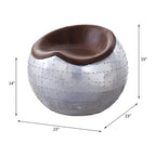 ACME 59836 Brancaster Ottoman, Retro Brown Top Grain Leather & Aluminum