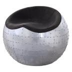 ACME 59837 Brancaster Ottoman, Antique Ebony Top Grain Leather & Aluminum