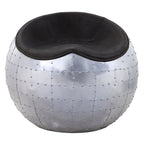 ACME 59837 Brancaster Ottoman, Antique Ebony Top Grain Leather & Aluminum