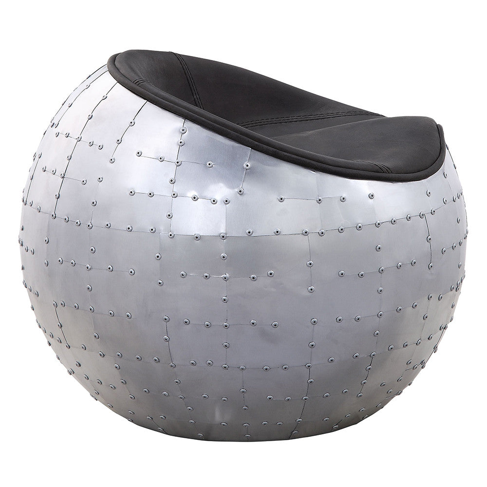 ACME 59837 Brancaster Ottoman, Antique Ebony Top Grain Leather & Aluminum