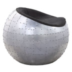ACME 59837 Brancaster Ottoman, Antique Ebony Top Grain Leather & Aluminum