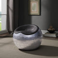 ACME 59837 Brancaster Ottoman, Antique Ebony Top Grain Leather & Aluminum