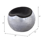 ACME 59837 Brancaster Ottoman, Antique Ebony Top Grain Leather & Aluminum