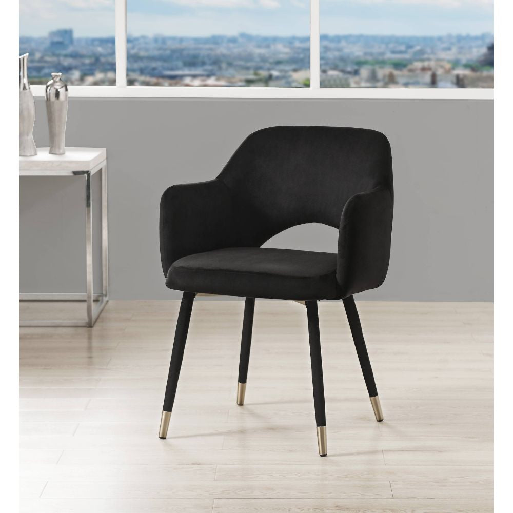 ACME 59854 Applewood Accent Chair, Black Velvet & Gold