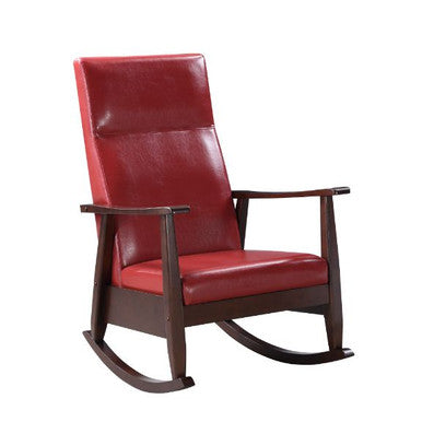 ACME 59931 Raina Rocking Chair, Red PU & Espresso Finish