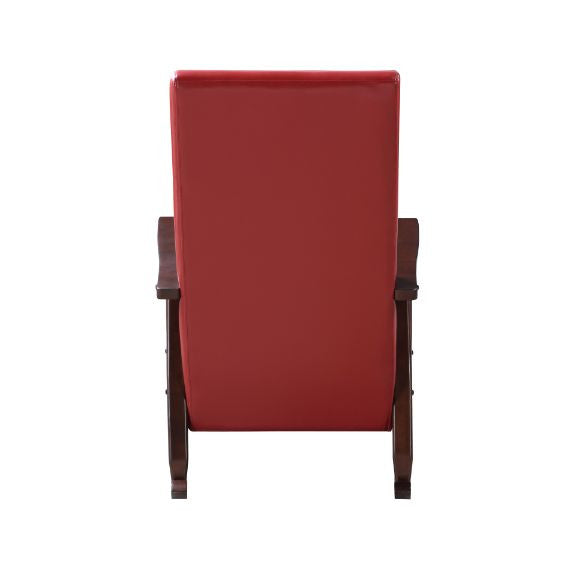 ACME 59931 Raina Rocking Chair, Red PU & Espresso Finish