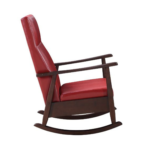 ACME 59931 Raina Rocking Chair, Red PU & Espresso Finish