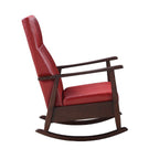 ACME 59931 Raina Rocking Chair, Red PU & Espresso Finish