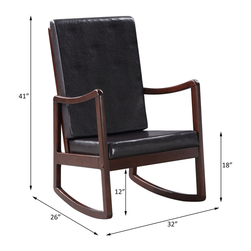 ACME 59935 Raina Rocking Chair, Dark Brown PU & Espresso Finish